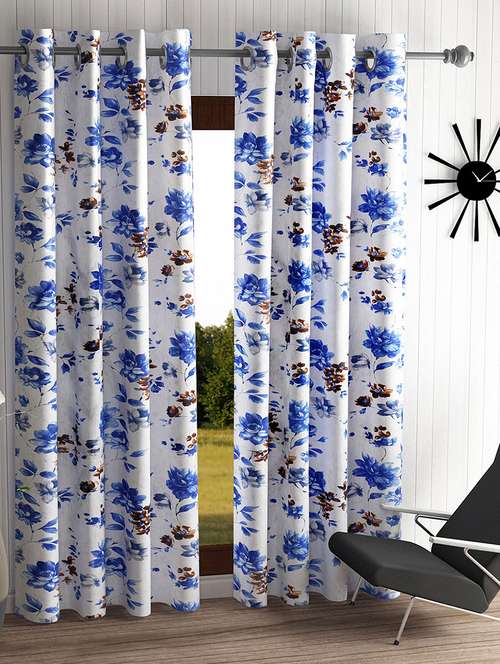 home sizzler 2 piece windflower floral eyelet polyester door curtains - 19643292 -  Standard Image - 0