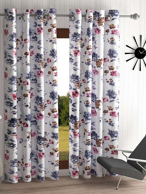 home sizzler 2 piece windflower floral eyelet polyester door curtains - 19643293 - Standard Image - 0
