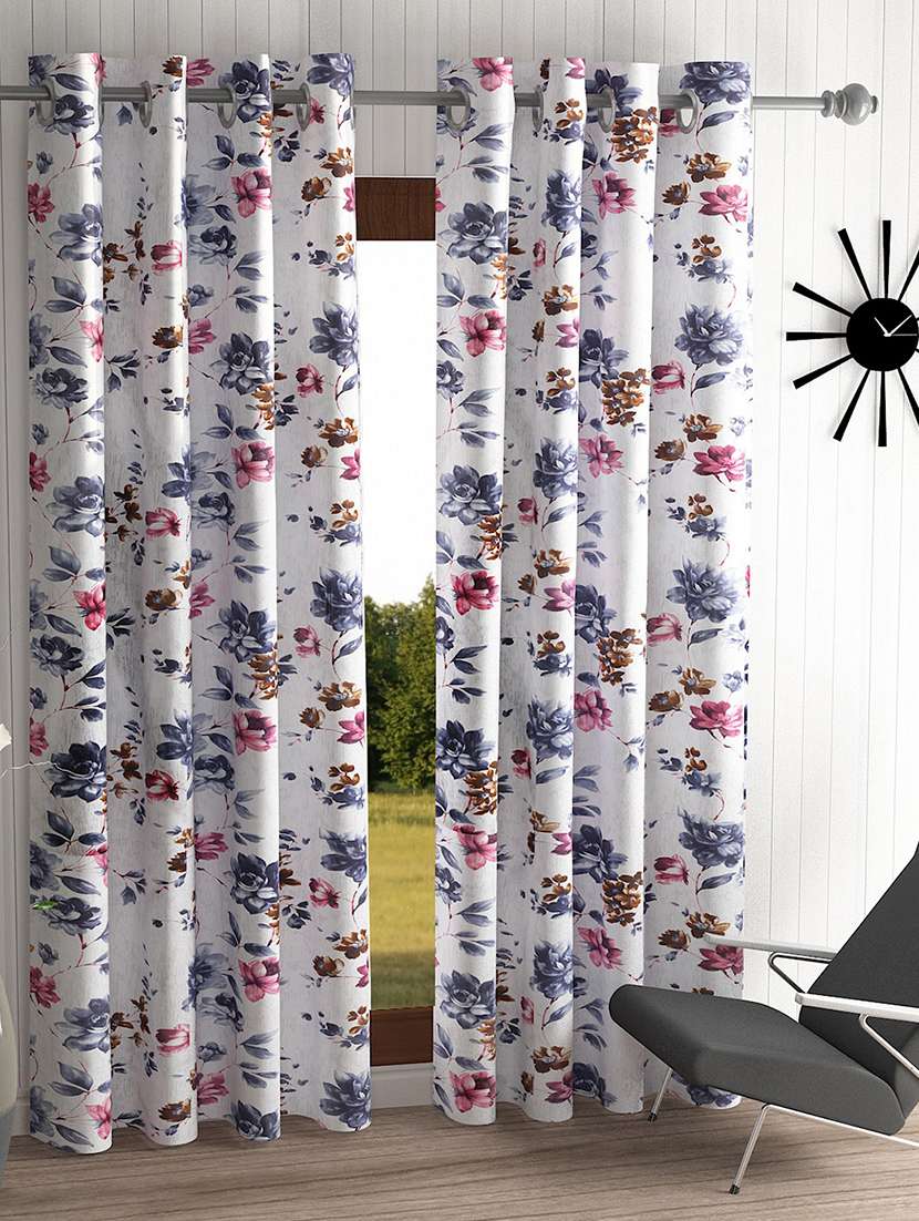 home sizzler 2 piece windflower floral eyelet polyester door curtains - 19643293 - Zoom Image - 0