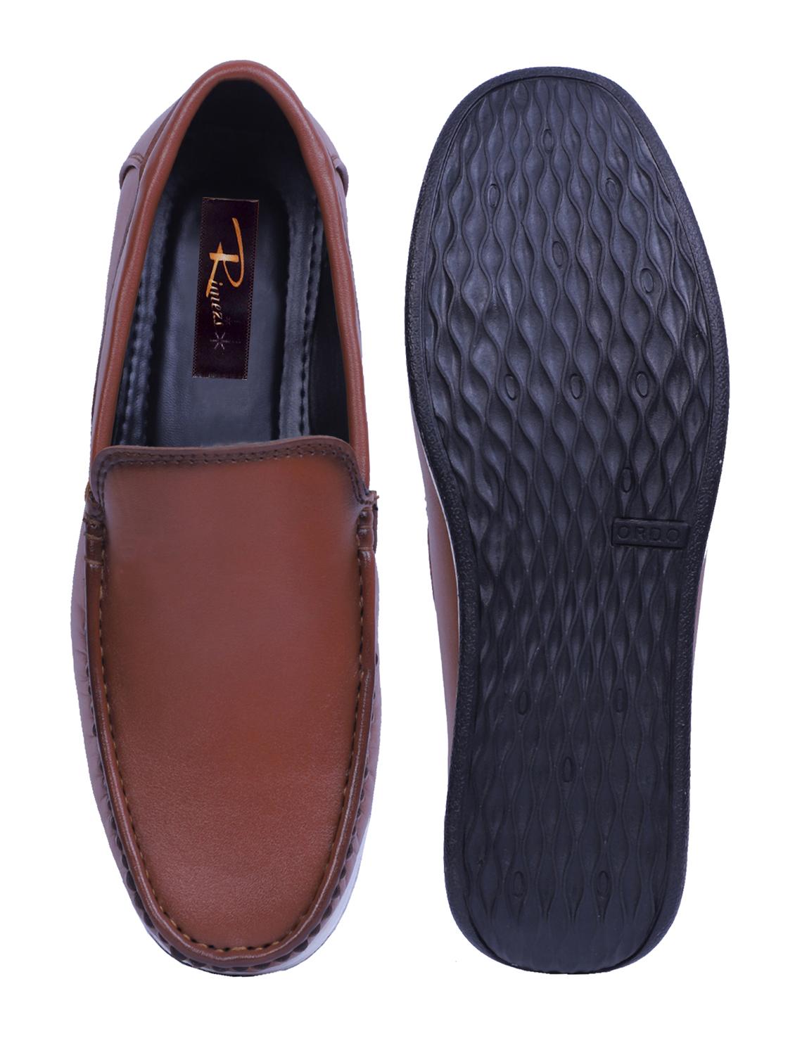 tan artificial leather slip on loafers - 19643404 - Standard Image - 4