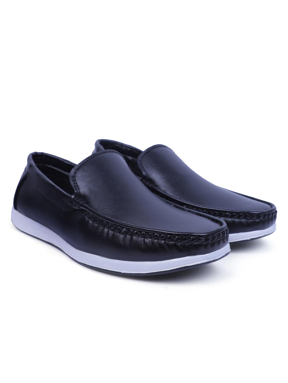 black artificial leather slip on loafers - 19643405 - Standard Image - 1