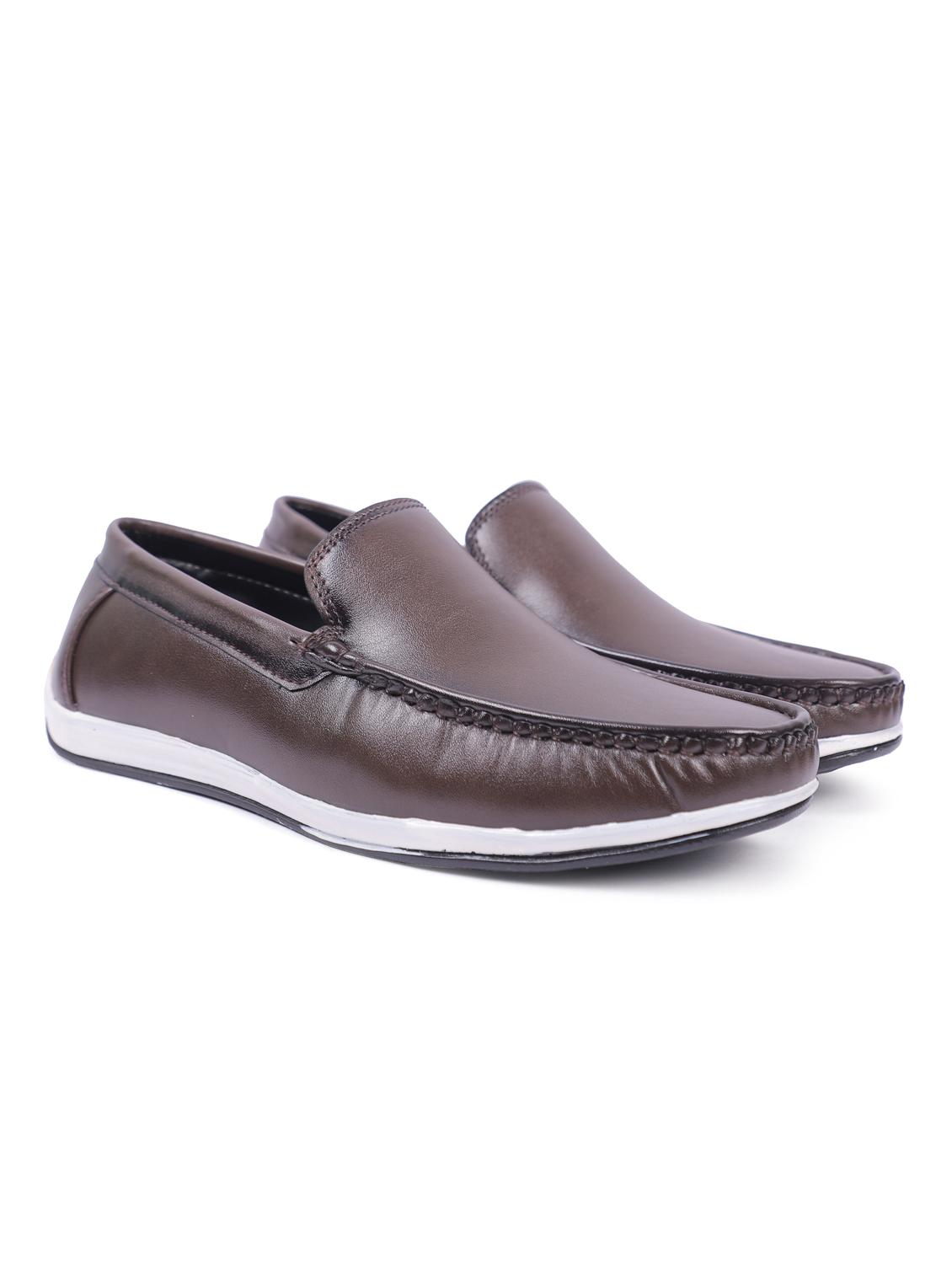brown artificial leather slip on loafers - 19643406 - Standard Image - 1