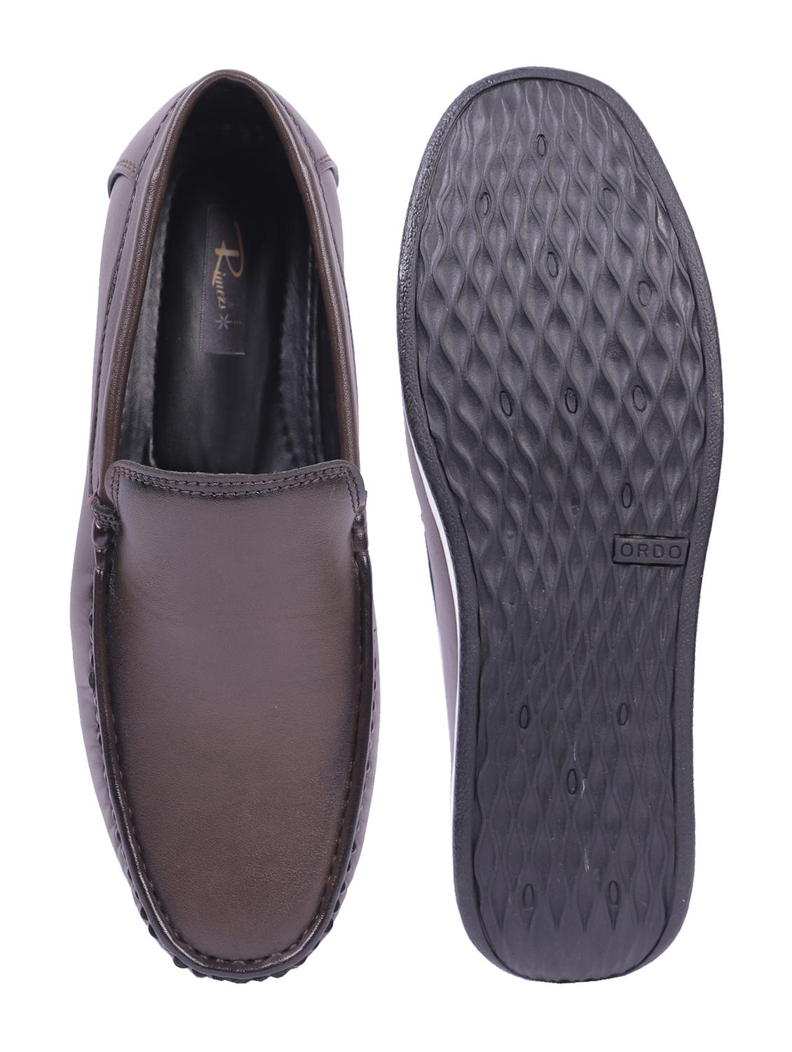 brown artificial leather slip on loafers - 19643406 - Standard Image - 4