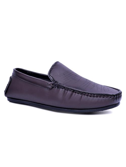 brown artificial leather slip on loafers - 19643407 - Standard Image - 0
