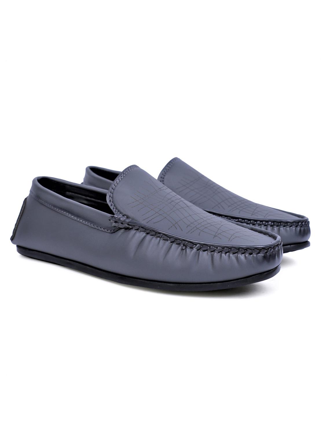 grey artificial leather slip on loafers - 19643408 - Standard Image - 1