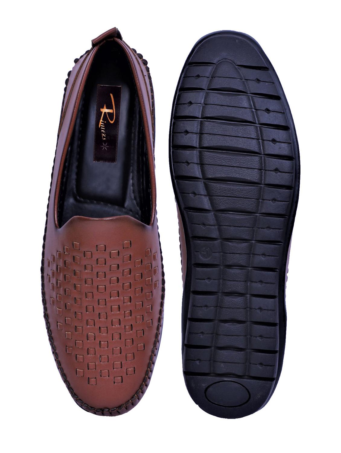 tan artificial leather slip on loafers - 19643416 - Standard Image - 4