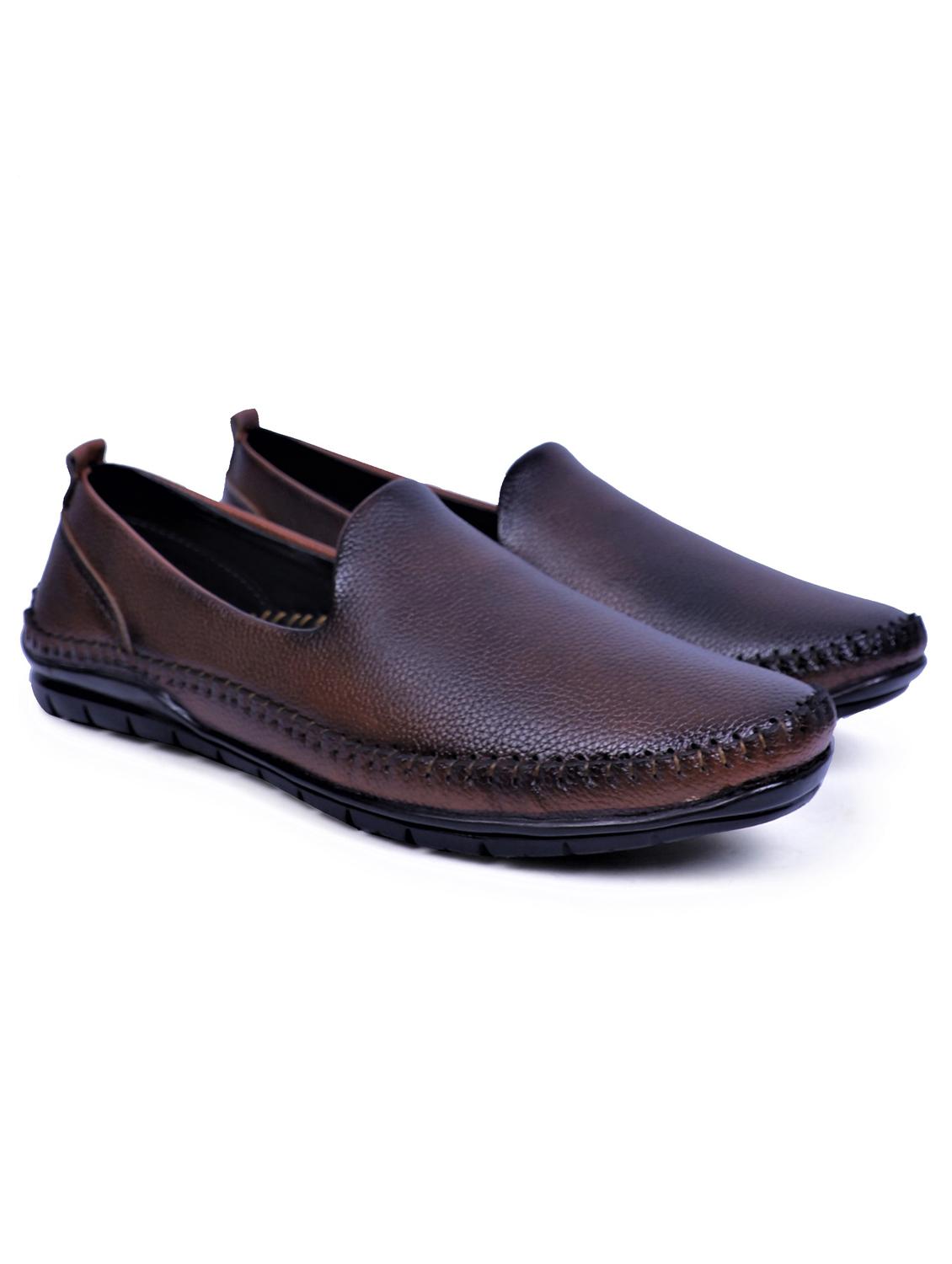 tan artificial leather slip on loafers - 19643420 - Standard Image - 1