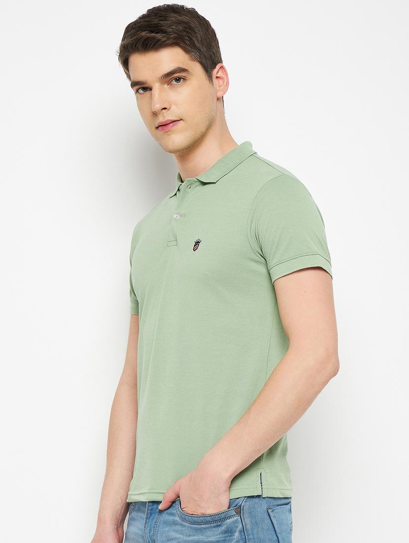green solid cotton polo t-shirt - 19643484 - Zoom Image - 0