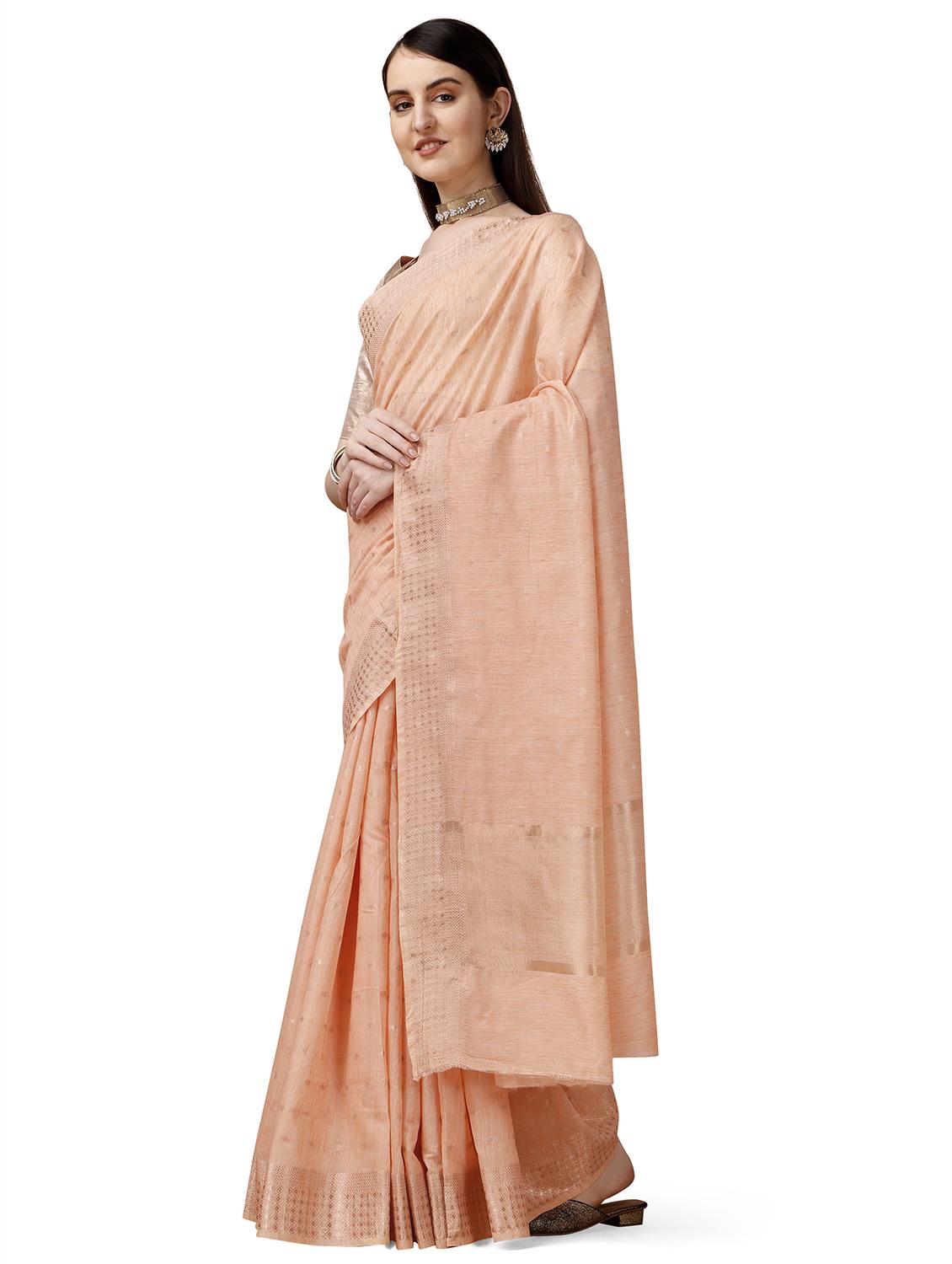 solid with borders handloom saree with blouse - 19643511 - Standard Image - 1
