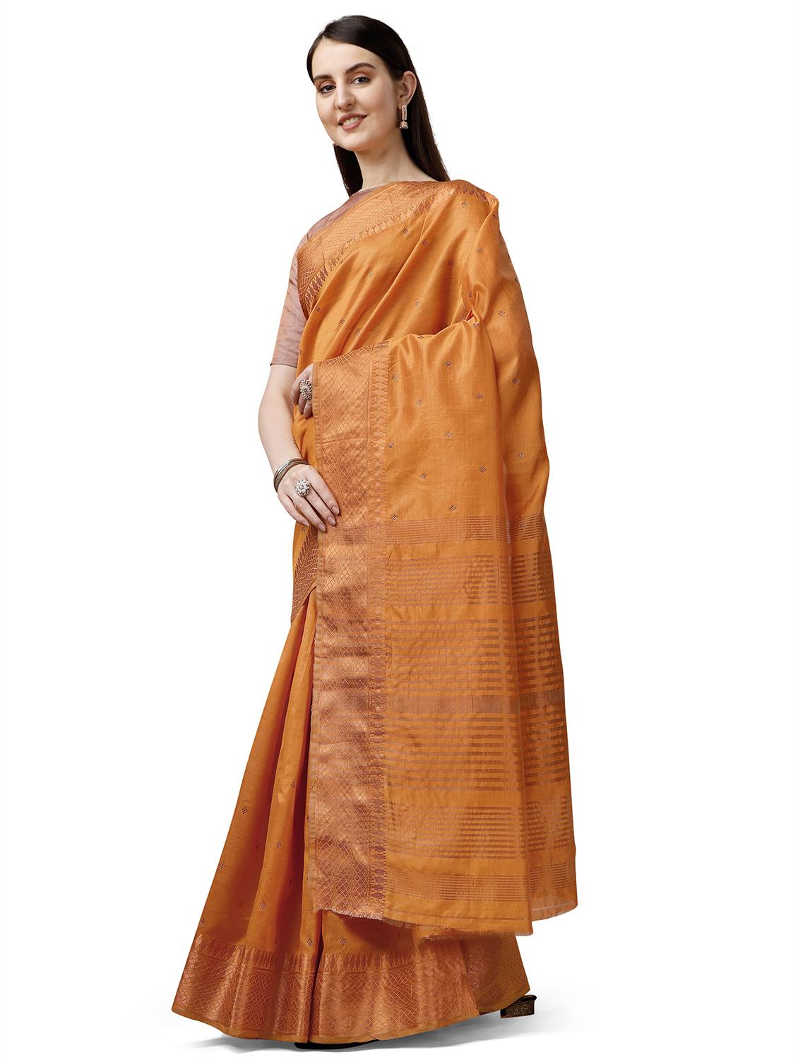 solid with borders handloom saree - 19643516 - Standard Image - 1