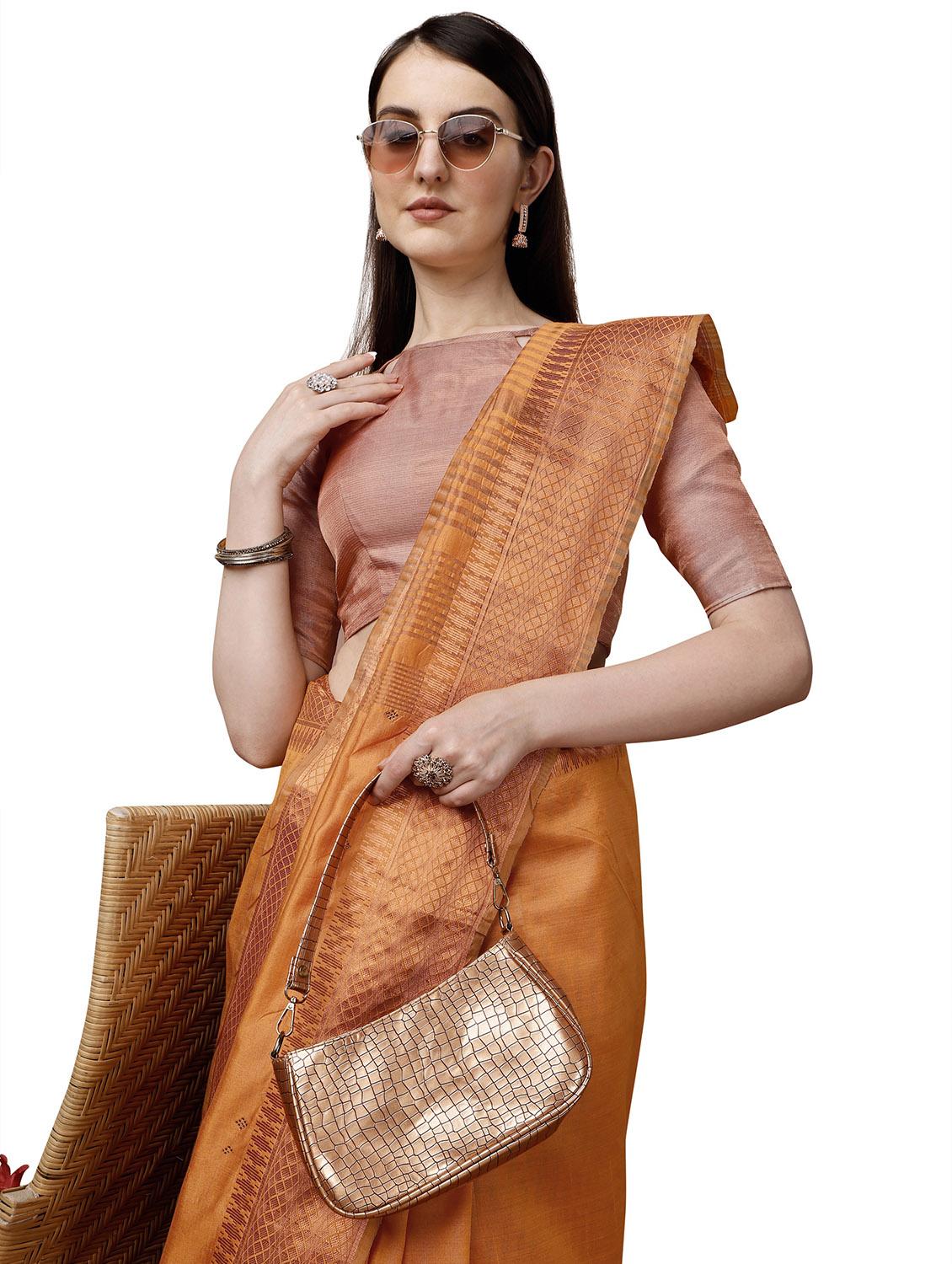 solid with borders handloom saree - 19643516 - Standard Image - 4