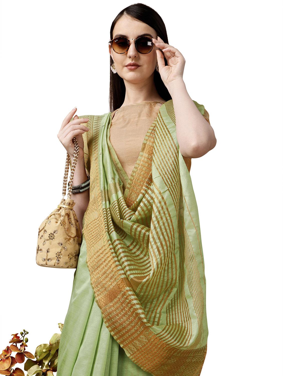 solid with borders handloom saree - 19643517 - Standard Image - 4