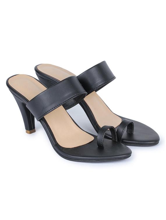 black synthetic slip on sandals - 19643529 -  Standard Image - 1