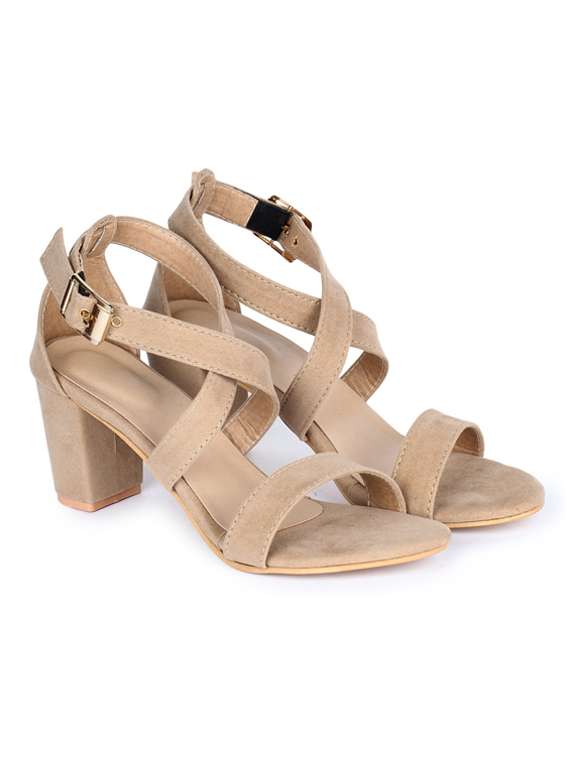 beige synthetic ankle strap sandals - 19643532 -  Standard Image - 1