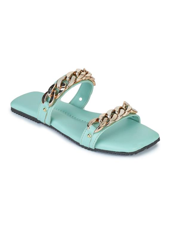 green synthetic slip on sandals - 19643617 -  Standard Image - 1