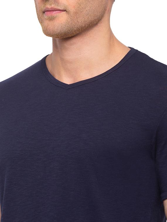 blue solid cotton regular t-shirt - 19643694 - Standard Image - 4