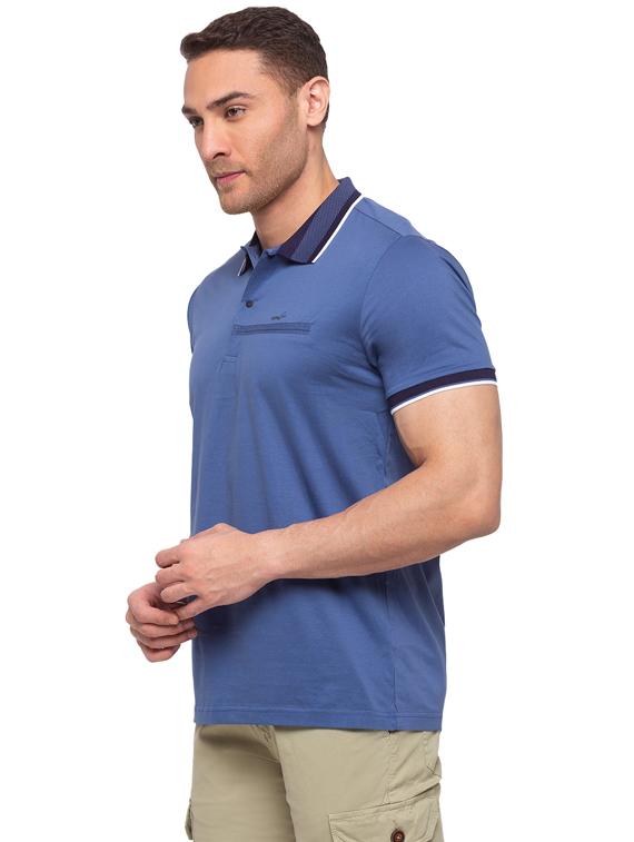 blue solid polo t-shirt - 19643700 - Standard Image - 1