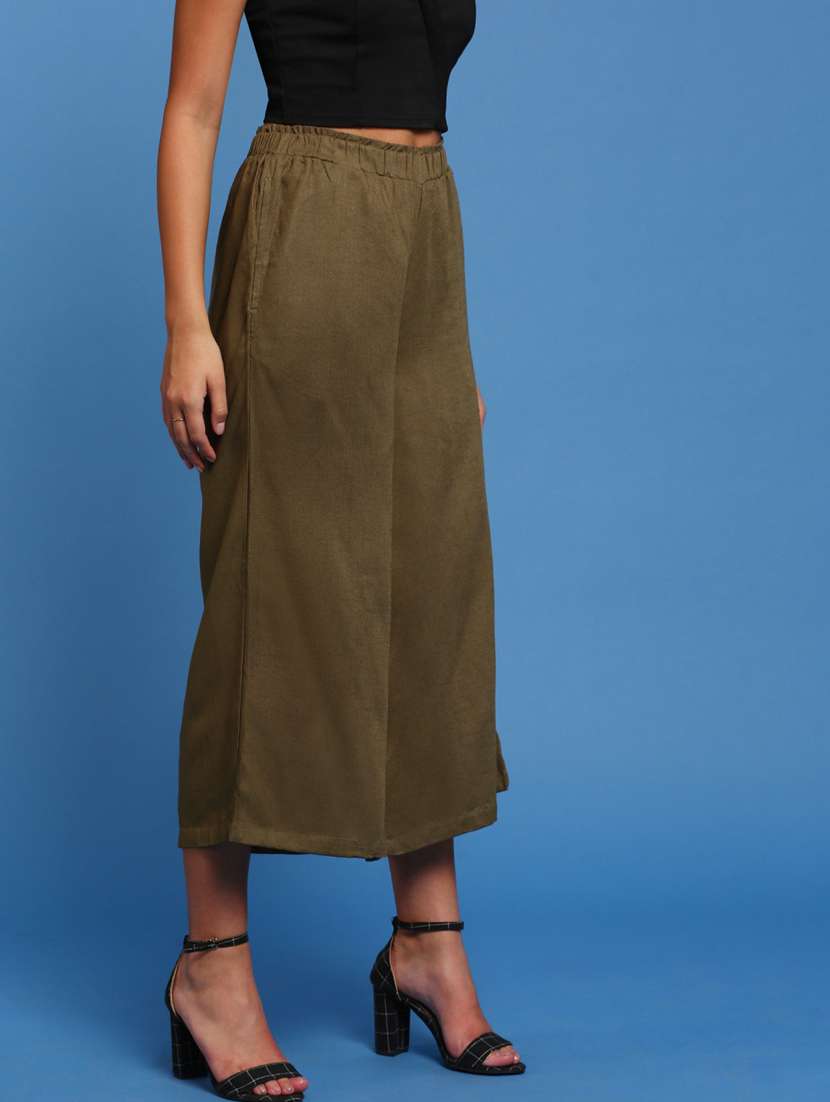 mid rise solid flared palazzo - 19643731 -  Standard Image - 1