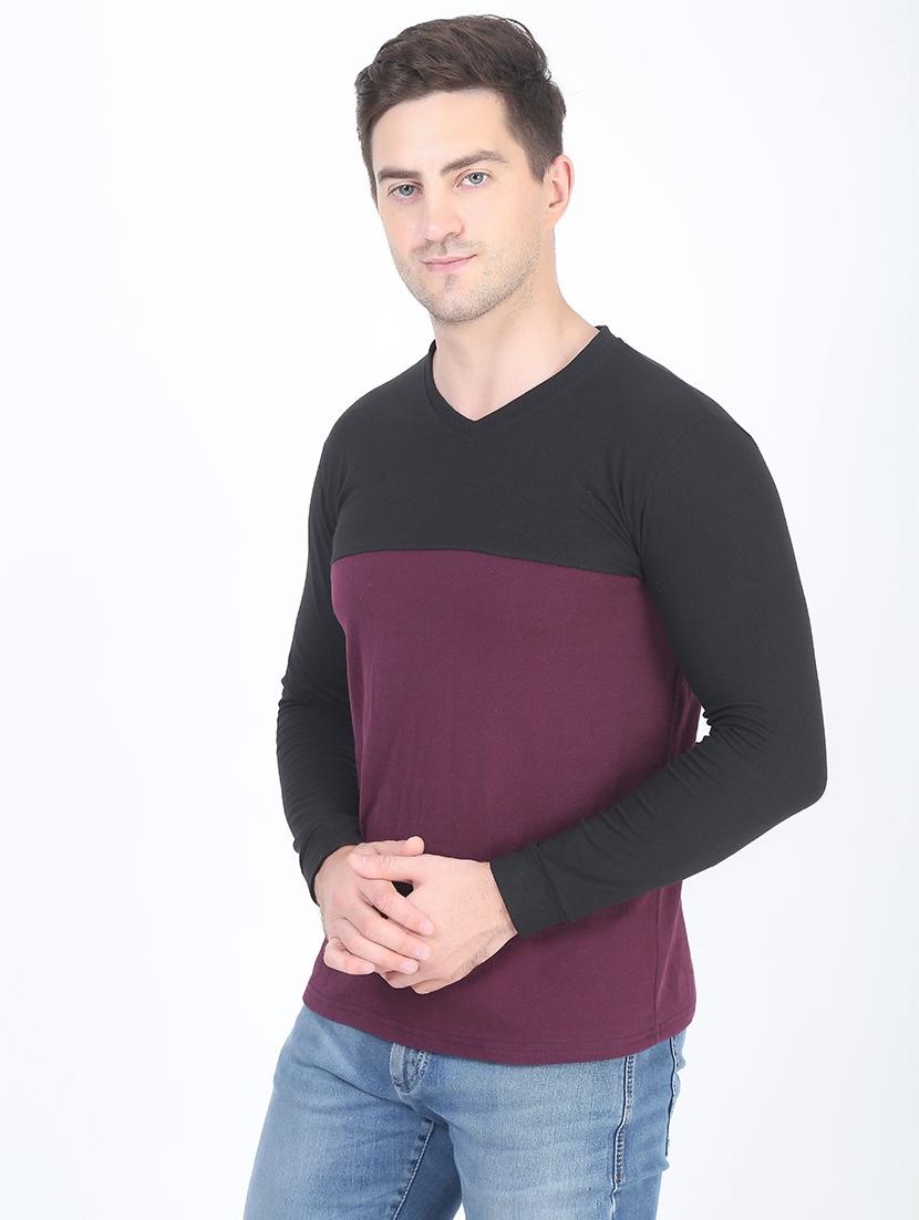 v-neck color block regular t-shirt - 19643863 -  Standard Image - 1
