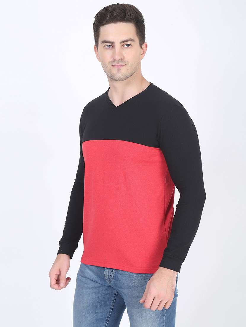 v-neck color block regular t-shirt - 19643865 - Standard Image - 1