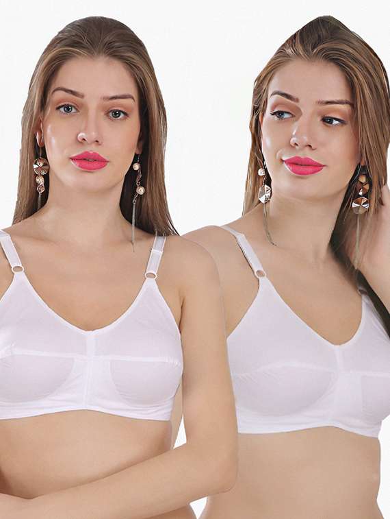 white cotton regular bra combo