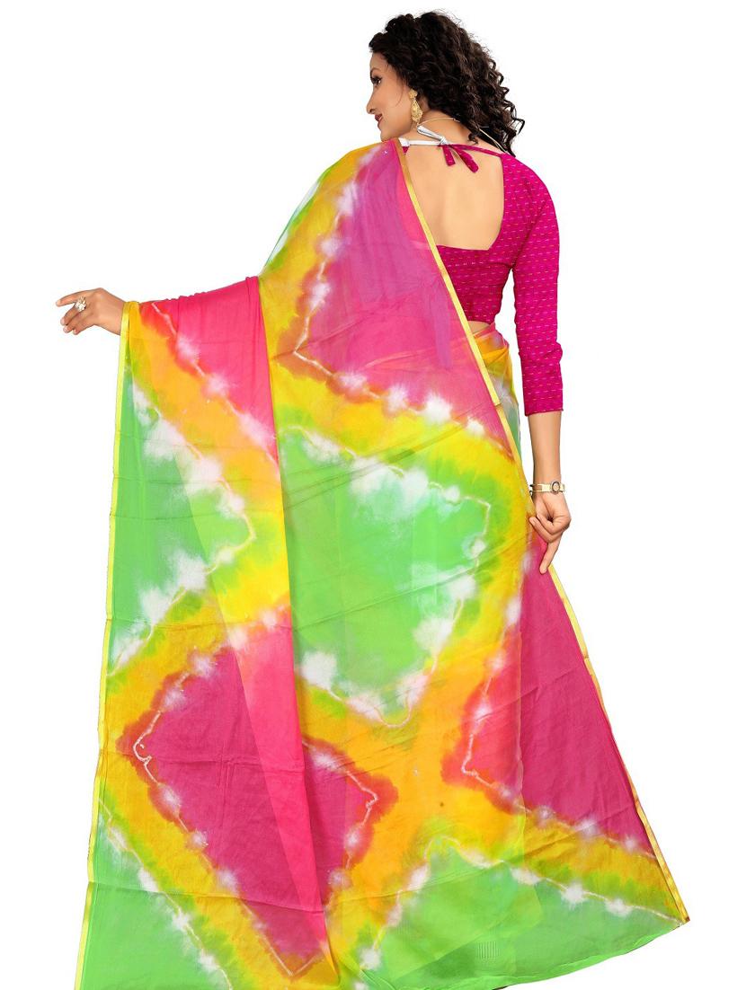 chiffon tie & dye saree with blouse - 19645335 -  Standard Image - 1