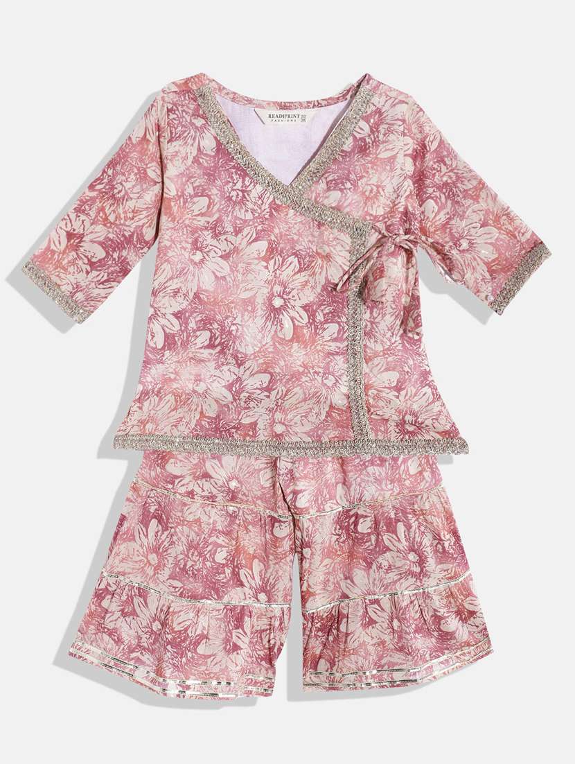 v-neck printed sharara set