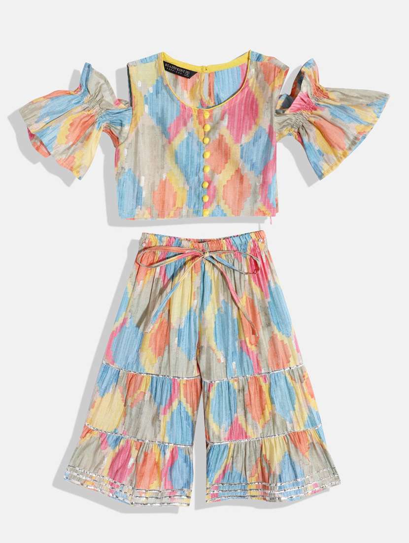 round neck kurta sharara set 