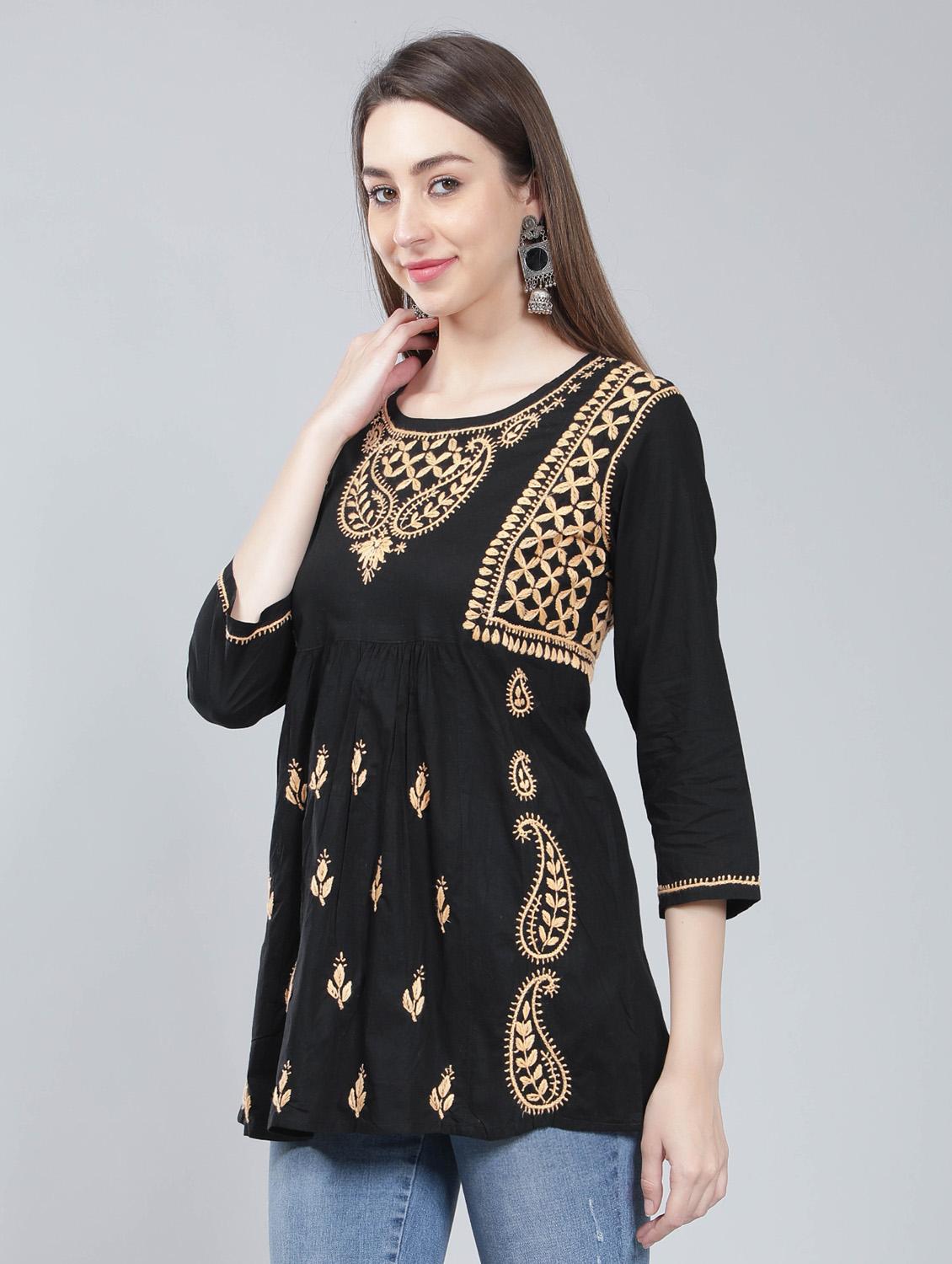 women round neck chikankari kurti - 19646559 - Standard Image - 1