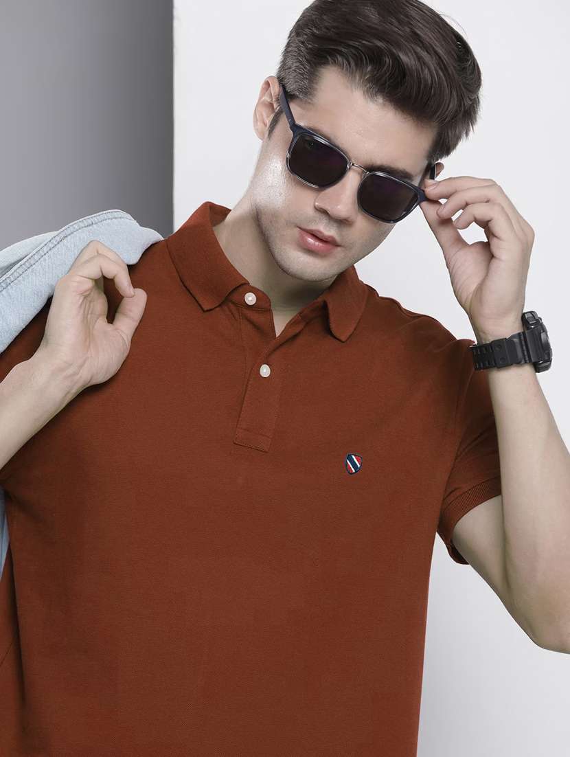polo neck solid polo t-shirt - 19647634 -  Standard Image - 1