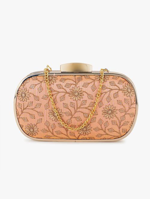 orange faux silk box clutch - 19647669 -  Standard Image - 0