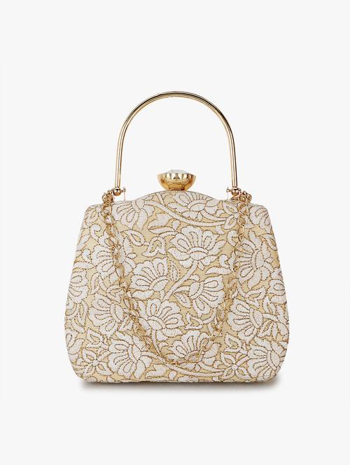gold faux silk box clutch - 19647672 -  Standard Image - 0