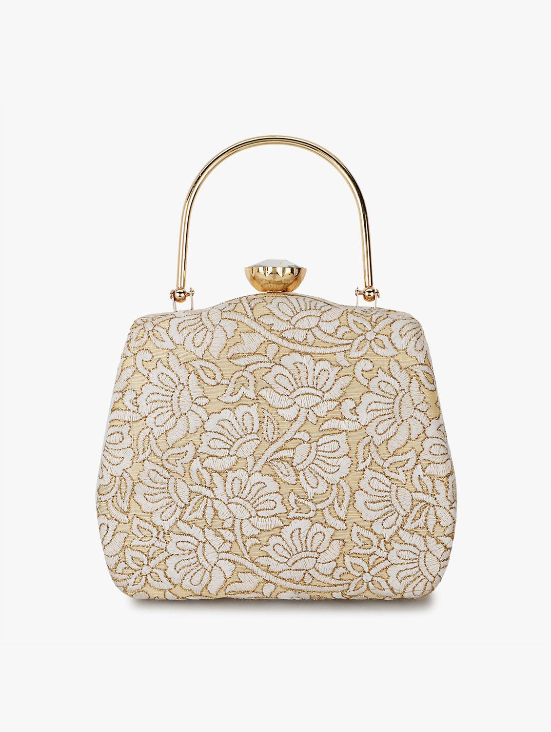 gold faux silk box clutch - 19647672 -  Standard Image - 1