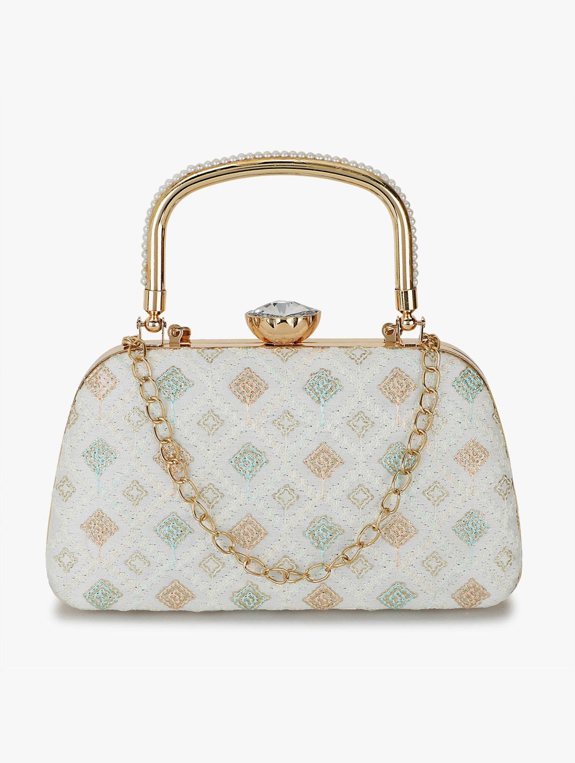 white faux silk box clutch - 19647674 -  Zoom Image - 0