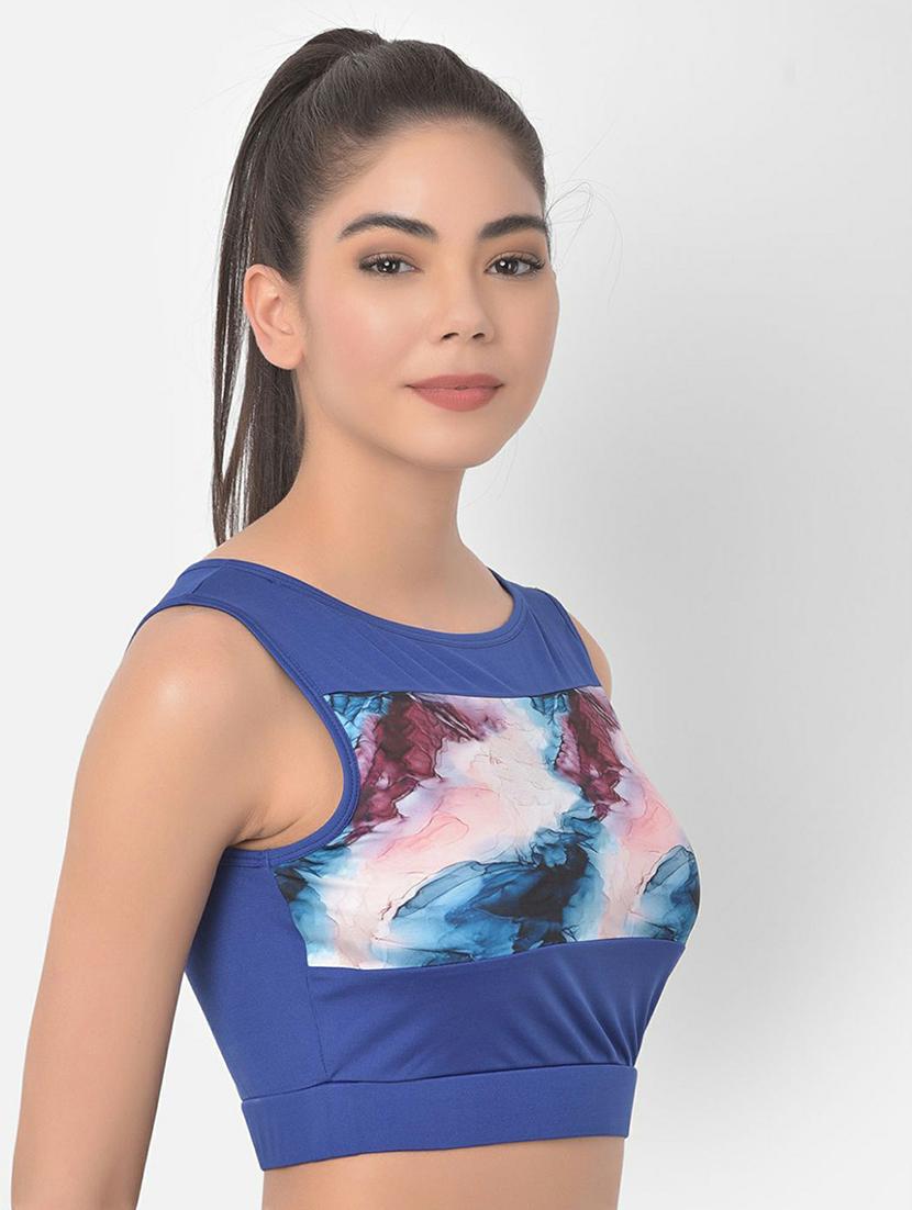 boat neck abstract print crop top - 19648833 -  Standard Image - 1