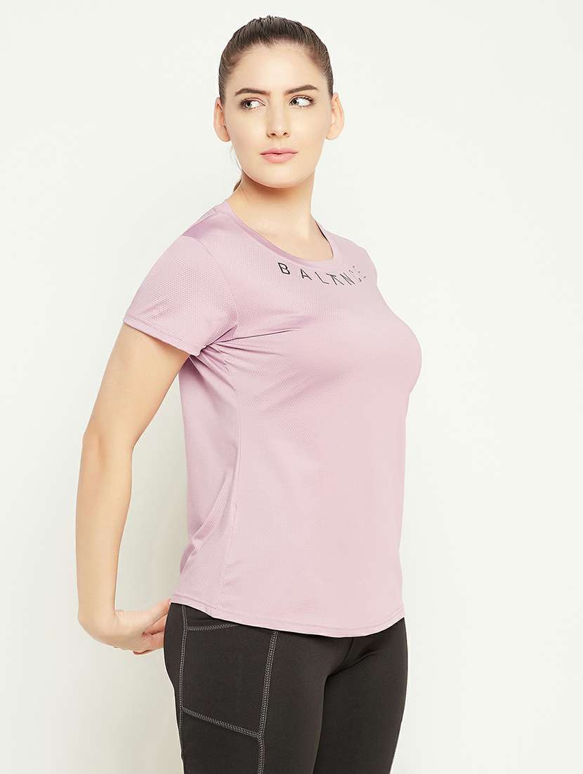 women's chest print round neck t-shirt - 19648883 -  Standard Image - 1