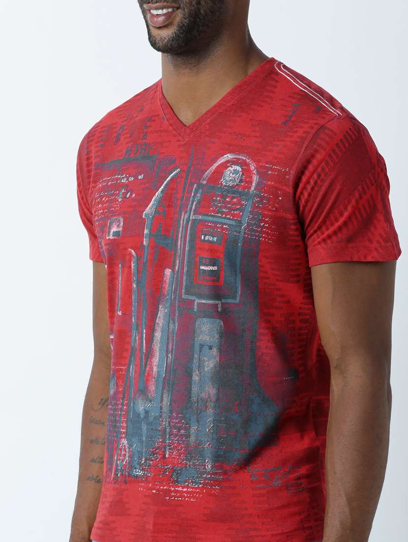 men v neck front print t-shirt - 19649212 -  Standard Image - 4
