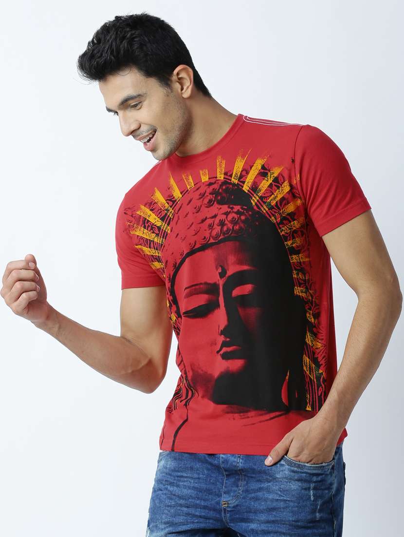 men crew neck front print t-shirt - 19649229 -  Standard Image - 1