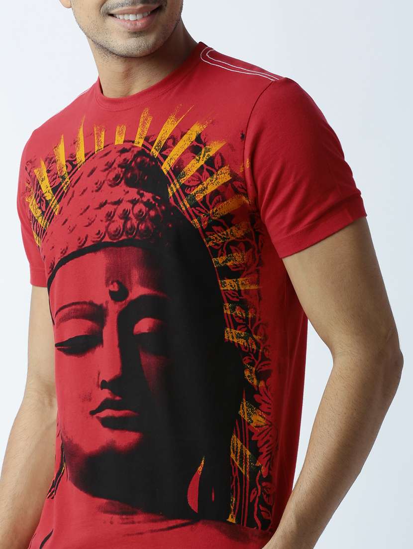 men crew neck front print t-shirt - 19649229 -  Standard Image - 4