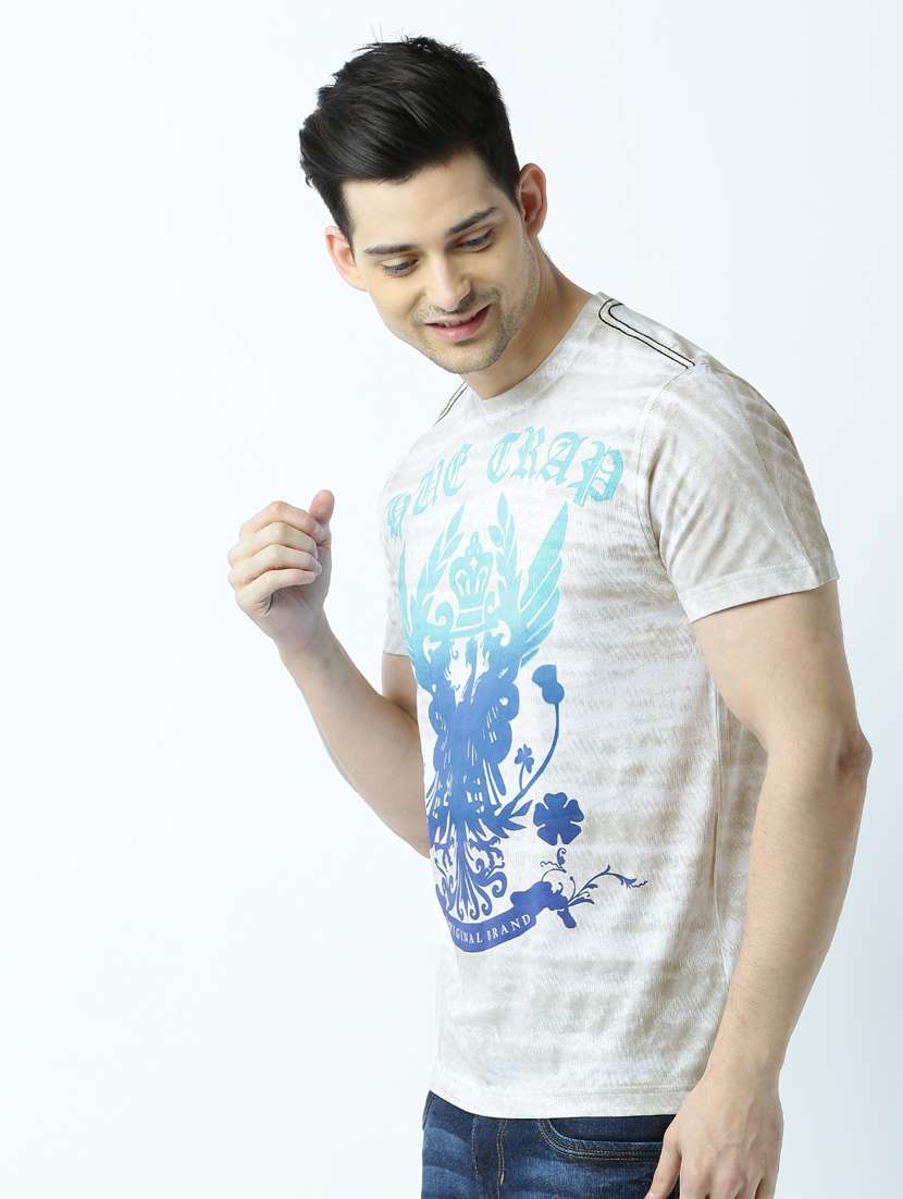 men crew neck front print t-shirt - 19649233 -  Standard Image - 1