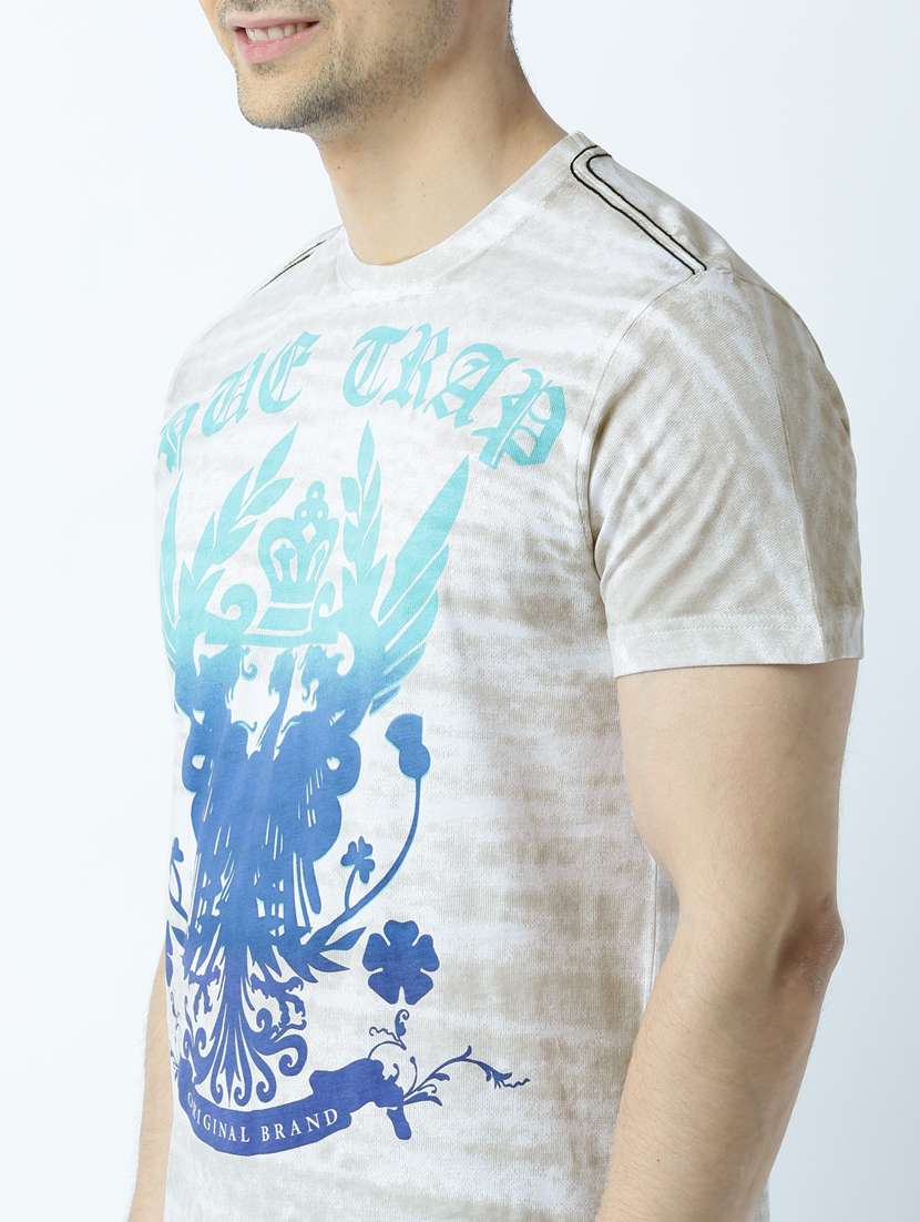 men crew neck front print t-shirt - 19649233 -  Standard Image - 4