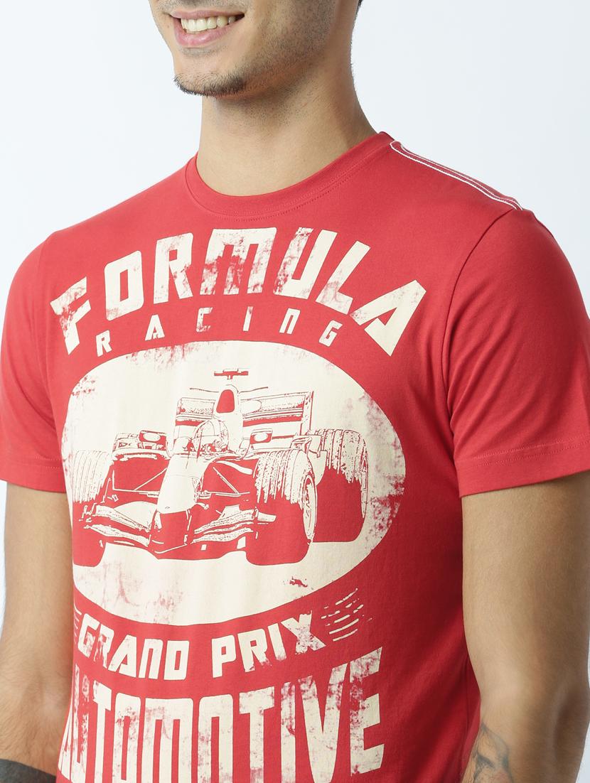 men crew neck front print t-shirt - 19649256 - Standard Image - 4