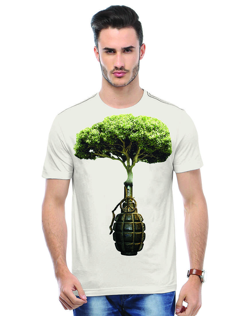 men crew neck front print t-shirt