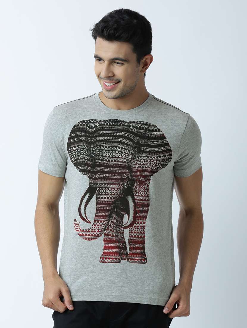 men crew neck front print t-shirt
