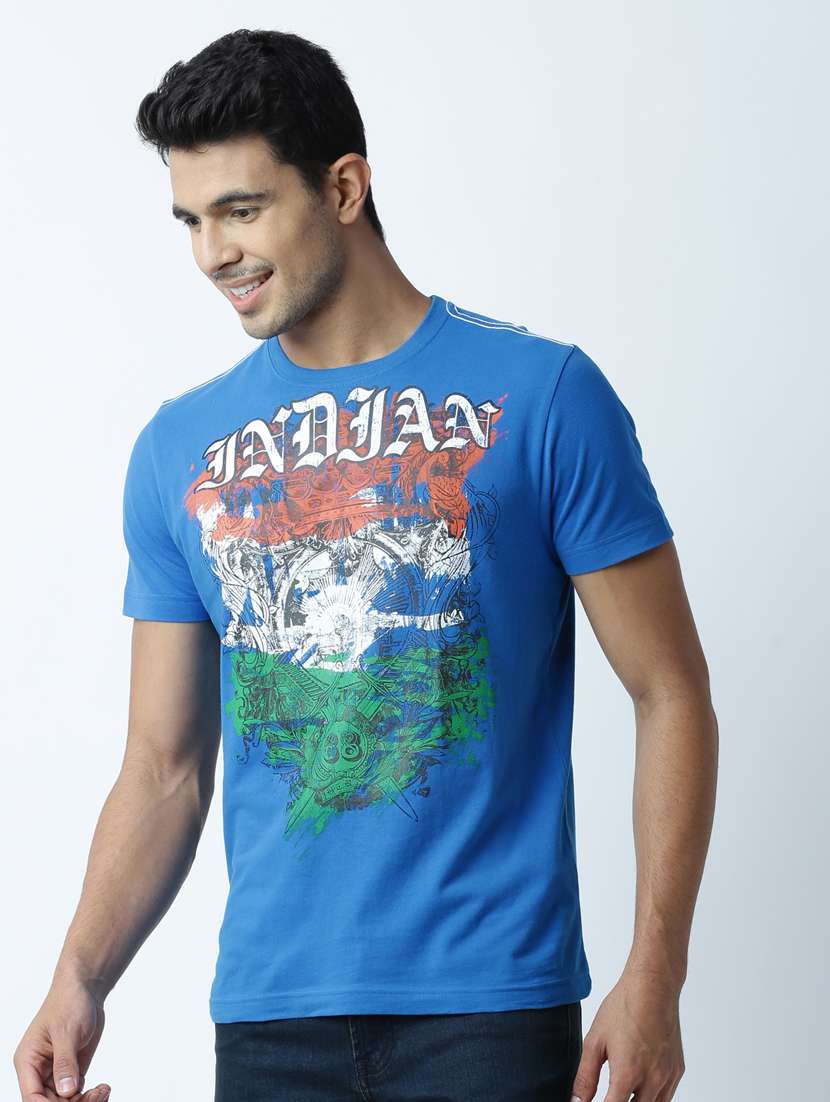 men crew neck front print t-shirt - 19649323 -  Standard Image - 1