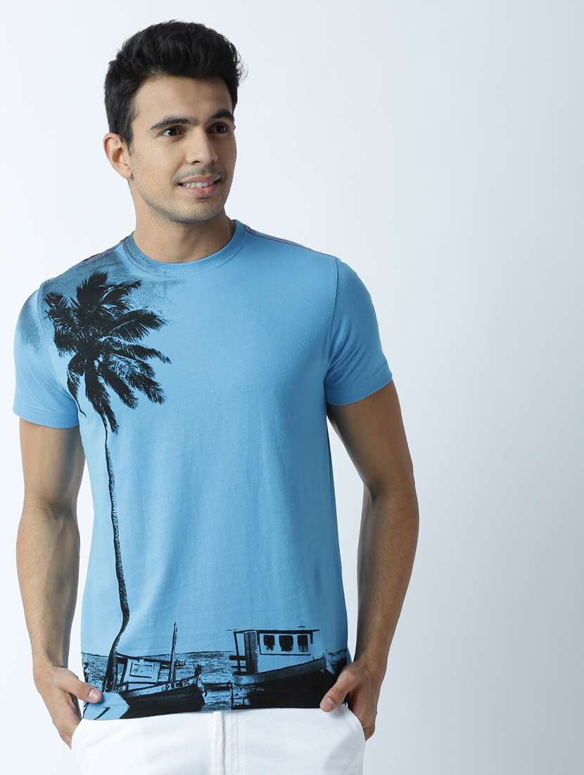 men crew neck front print t-shirt