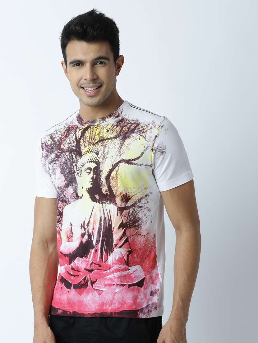 men crew neck front print t-shirt - 19649374 -  Standard Image - 1