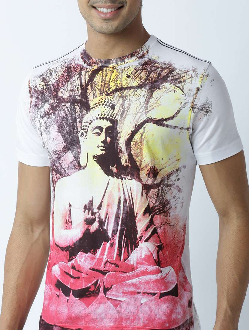 men crew neck front print t-shirt - 19649374 -  Standard Image - 4