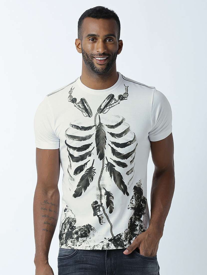 men crew neck front print t-shirt