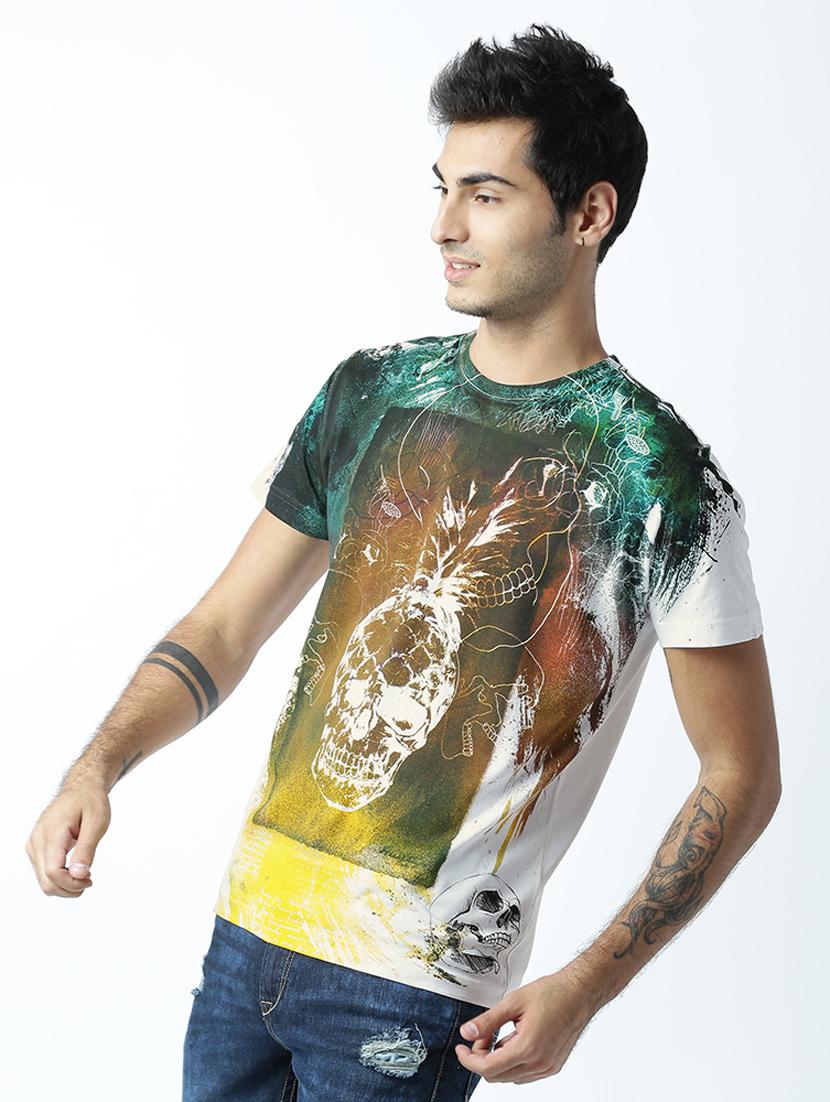 men crew neck front print t-shirt - 19649401 - Standard Image - 1